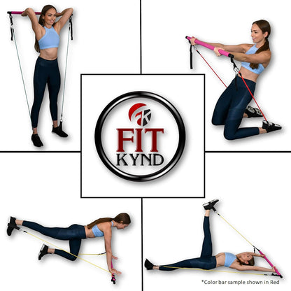 Portable Pilates Bar Kit with Resistance Bands, 6 Stackable Tension Ropes, Adjustable Strap Length, Foot Loops, Home Workout Equipment for Women. Fitness Exercises for Strength Training.